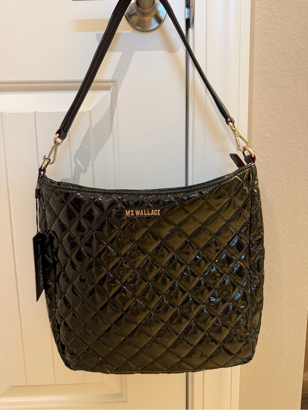 MZ Wallace Crosby Hobo in Black Patent Leather. , Brand New with attached tag.